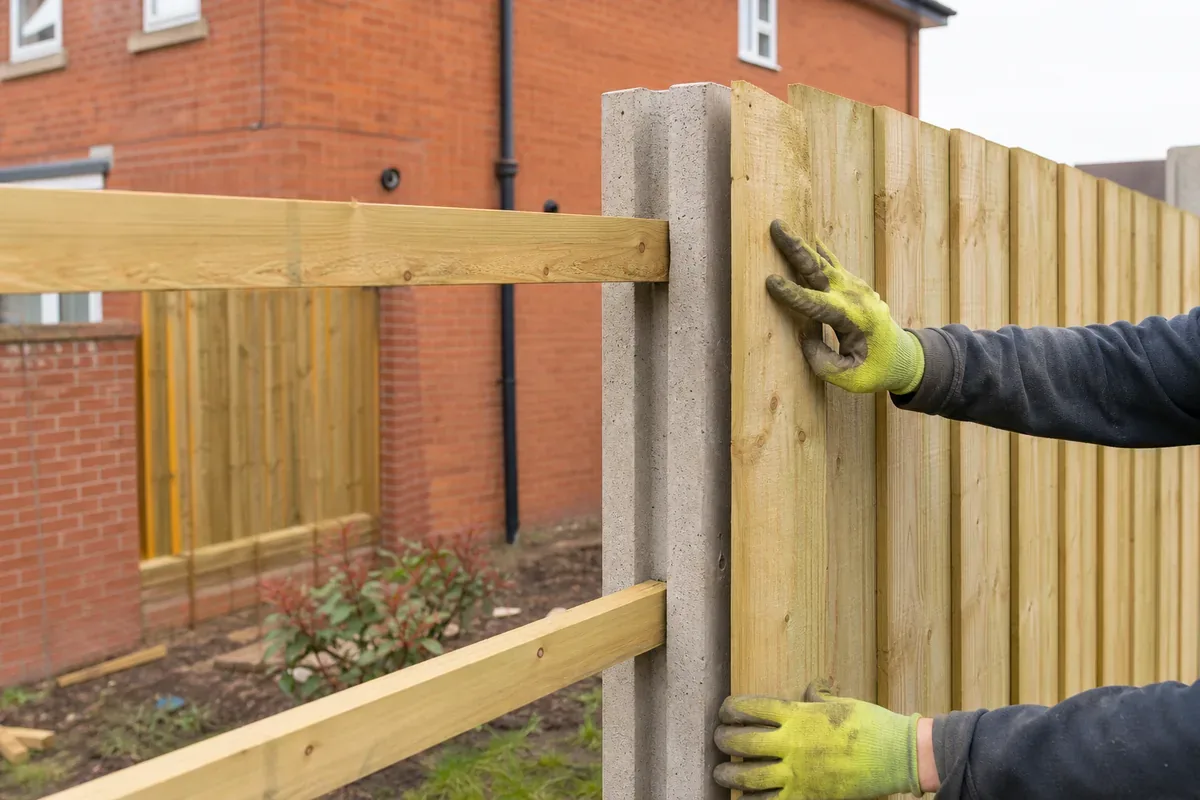 Fence installation work at a Telford property